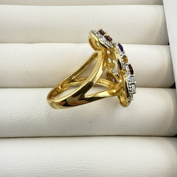 JTV Sterling Silver Ring Multicolor Gemstone Amethyst Peridot Garnet Citrine - Picture 5 of 8
